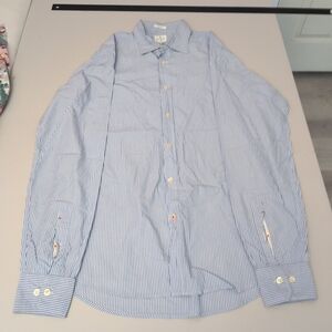 Hartford Men's Light Blue Pinstripe Dress Shirt